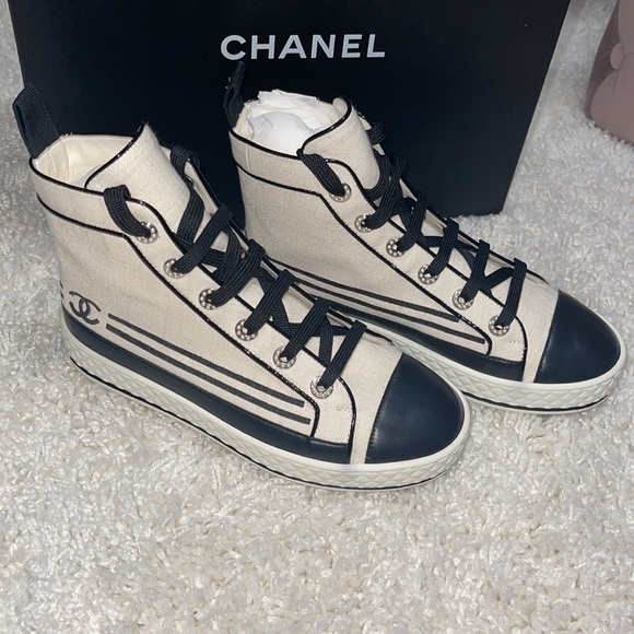 CHANEL 19C High Top Cruise Sneakers 36.5 - Picture 6 of 9